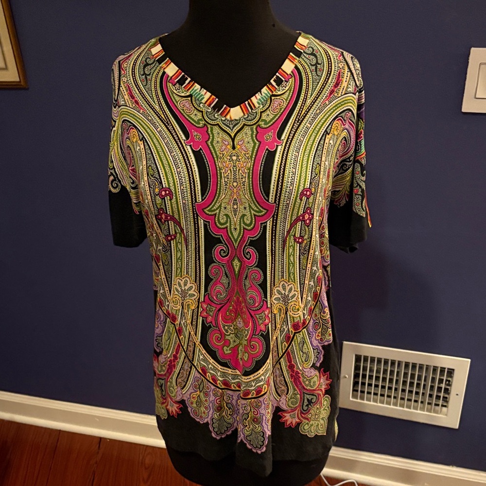 Etro Black and Pink Paisley Blouse